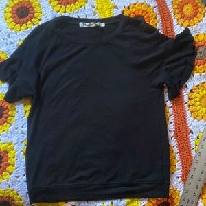Michael Stars, short sleeve crew neck with ruffle sleeves.